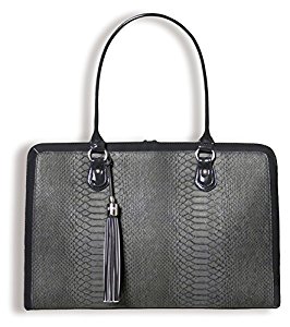 BfB Briefcase Computer Bag - Handmade 17 Inch Laptop Bag for Women - Charcoal Grey