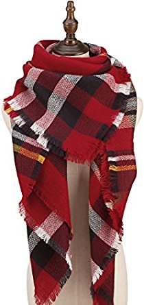 CHERRY CAT Oversized Blanket Scarf Fall Plaid Shawl