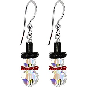 Handcrafted Snowman Earrings Created with Swarovski Crystals