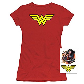 Popfunk Wonder Woman Classic Logo T Shirt and Exclusive Stickers