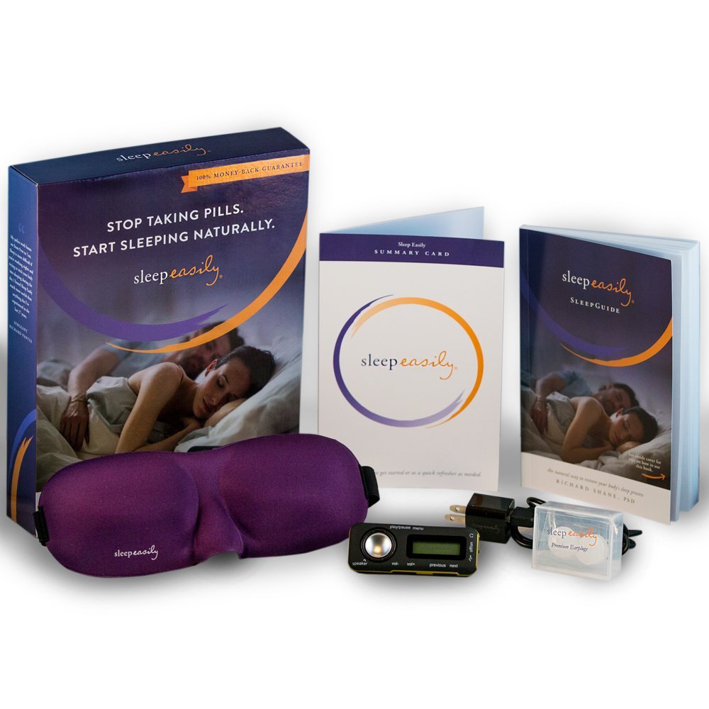 Sleep Easily Insomnia Treatment - Sleep Recordings on a Mini Audio Player, Eye Mask and Ear Plugs - A Natural Sleep Aid for Insomnia Relief