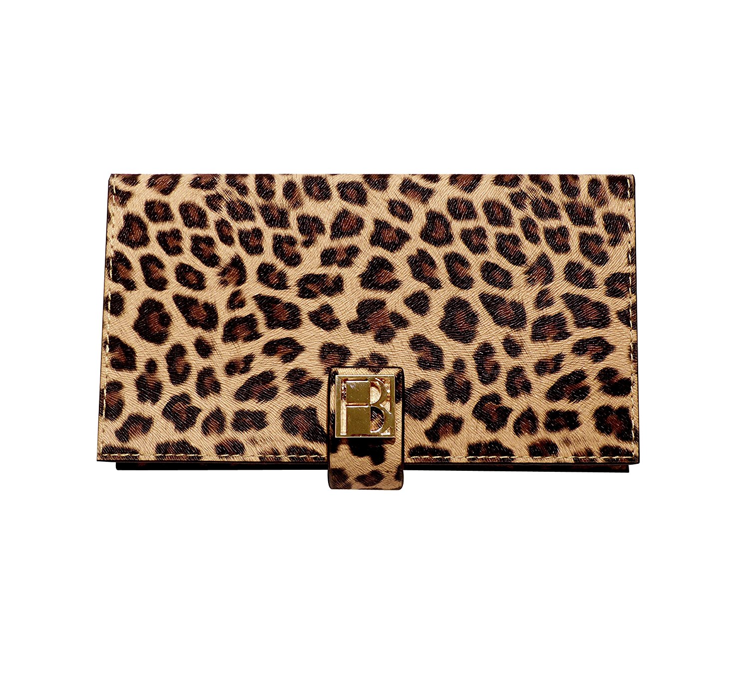 Wild Magnetic Makeup Clutch Handbag: Leopard Cosmetic Organizer with Mirror, Wallet, and Phone Case - Textured Vegan Leather, Silk Fabric Lining, Magnetic Base, Travel Accessory