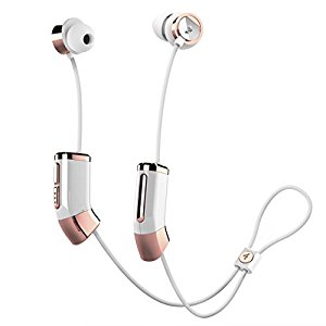 Zipbuds 26 Bluetooth Wireless Custom Fit In-Ear Headphones: HD Stereo Sound Waterproof Sweatproof 15-Hour Supercharged Battery (White & Rose Gold)
