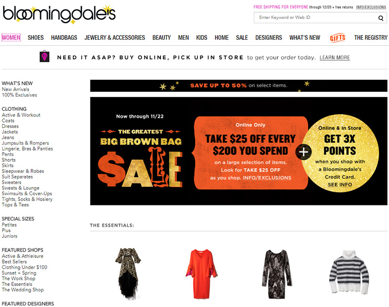 브루밍데일스 온라인 $25불 할인 Bloomingdale’s $25 off